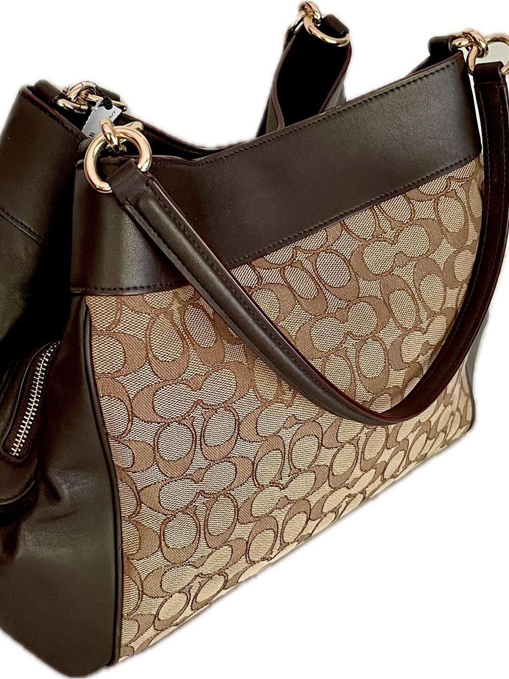 Coach Lexy Signature Jacquard & Leather Shoulder Bag - Picture 3 of 10